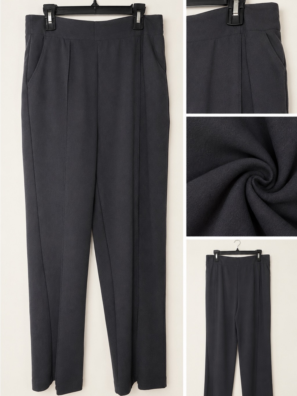 ✨ LOFT Pintucked Fluid Taper Pull-On Pants – Dark Gray – Size M